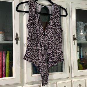 VS Pink & purple leopard halter body suit.